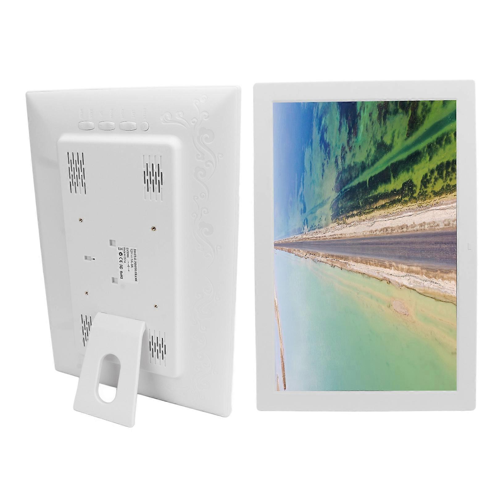 17 Inch Digital Picture Frame LED Screen Electronic Photo Frame with Video Image Clock Calendar 100‑240V EU Plug 