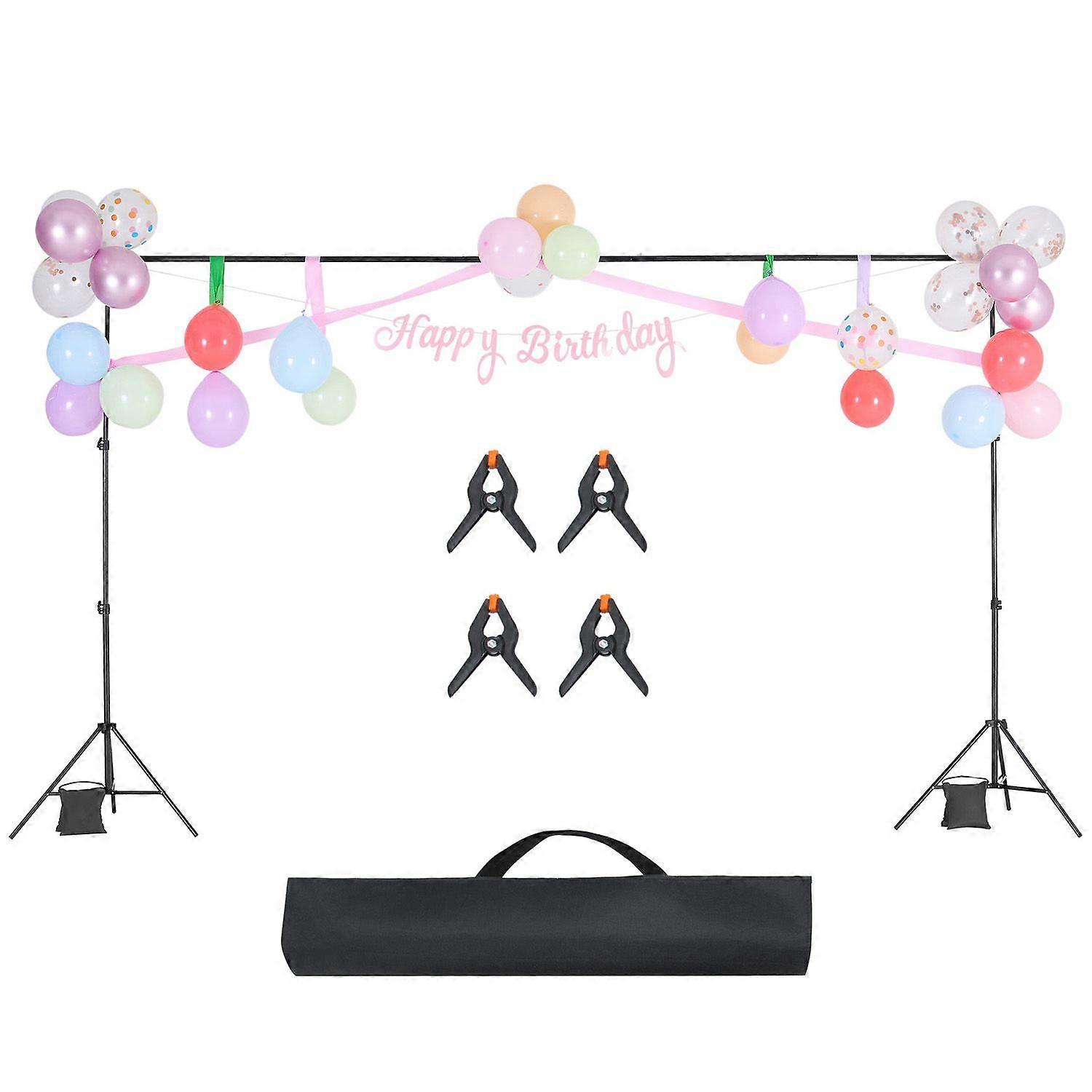 Baggrundsstativ, 6,5 x 10 fod justerbart fotobaggrundsstativsæt, bærbart baggrundsstativ med 5 tværstænger