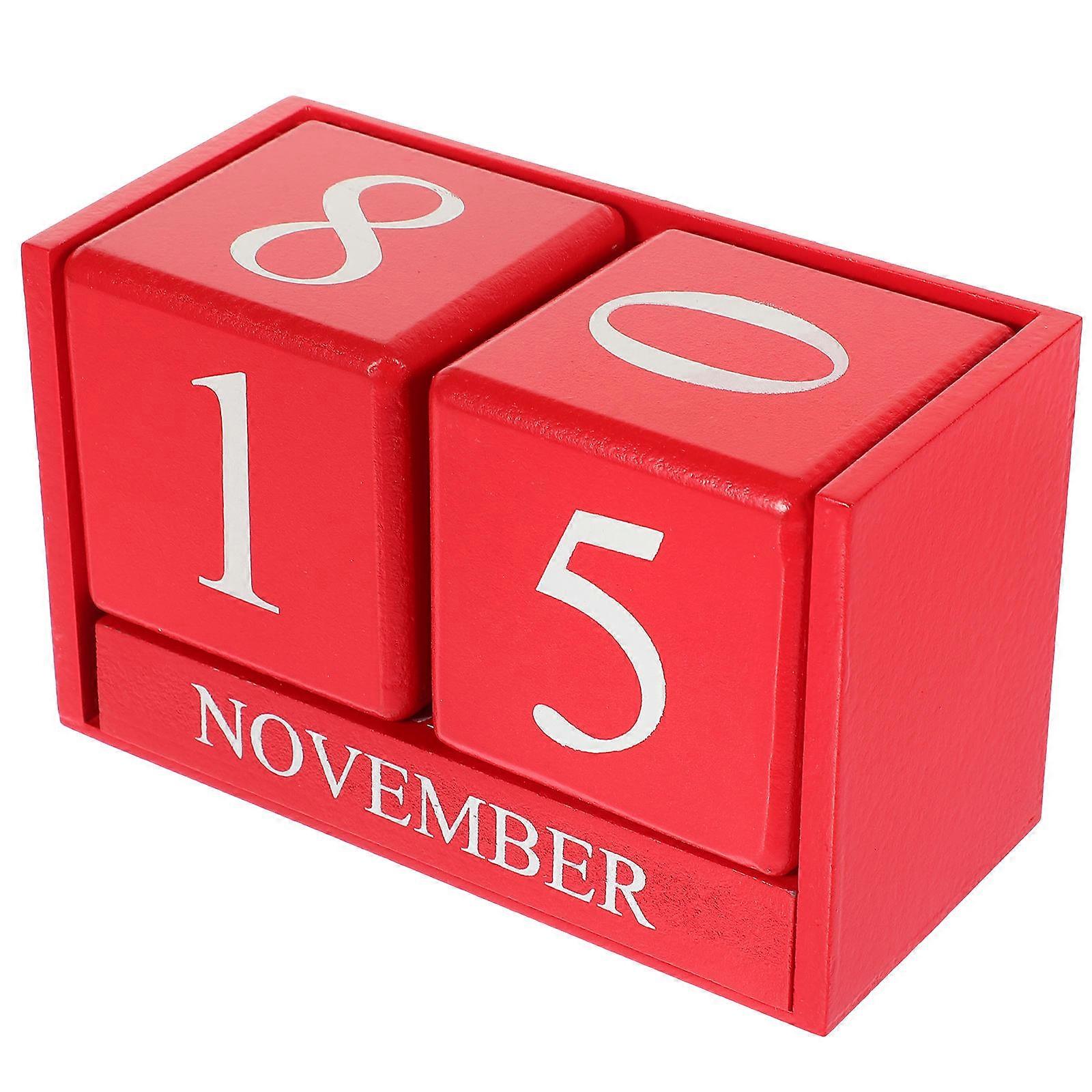 Decorative Table Calendar Rectangular Block Supply Red 15.80X9.80X7.20CM Date Adjustment 1Pack