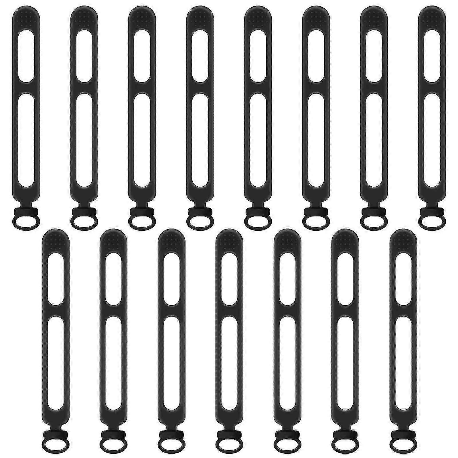 15pcs silicone cable organizer - suitable for various devices - Black