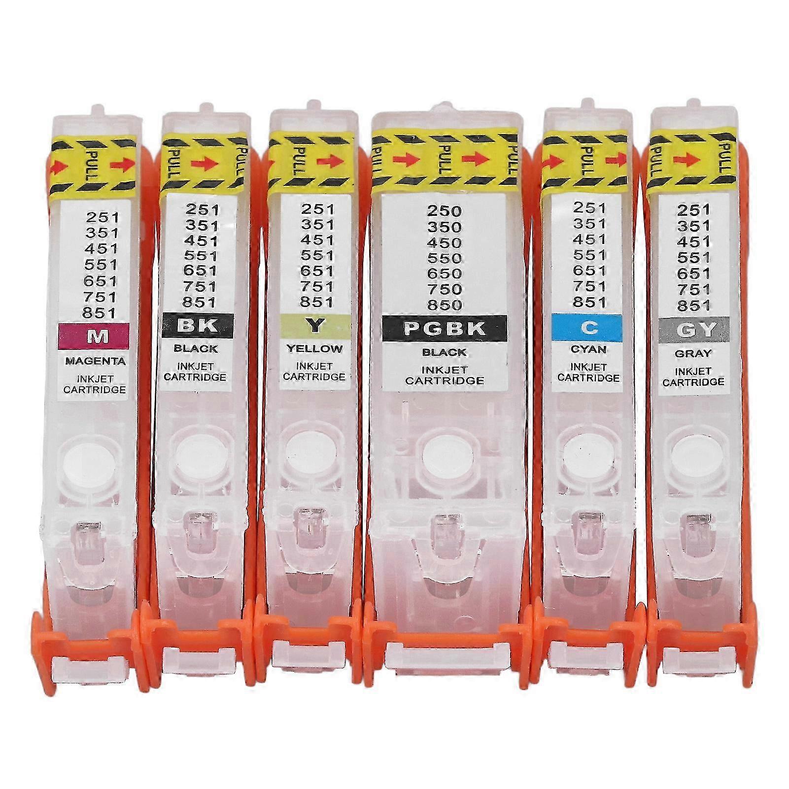 6PCS Reusable Printer Ink Cartridges Combo Pack for Test Paper 750-751