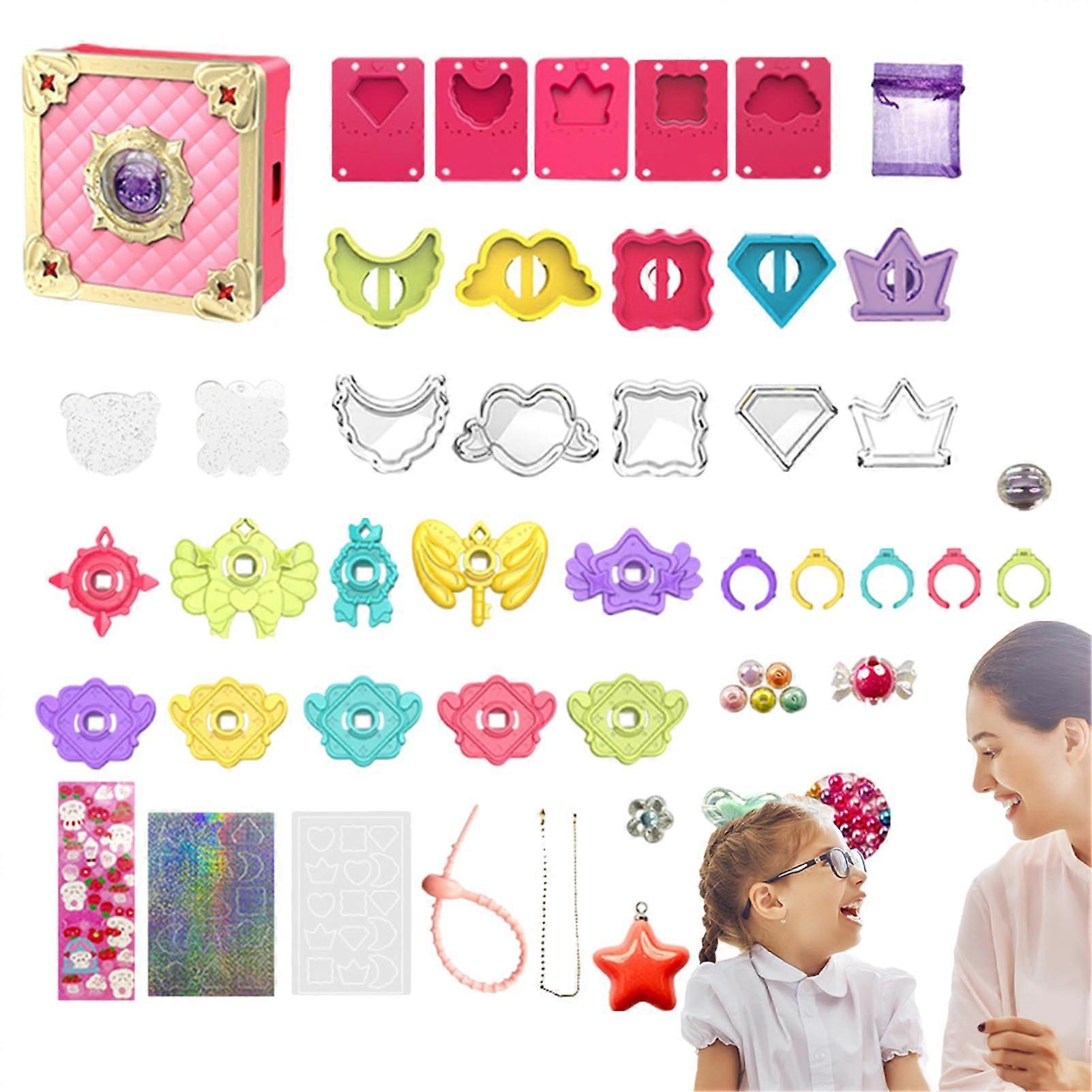 Jewellery Box for Little Girls, Cute Treasure Chest for Bracelets, Ideal Gift for Ages 3-9 Years, Pink Color