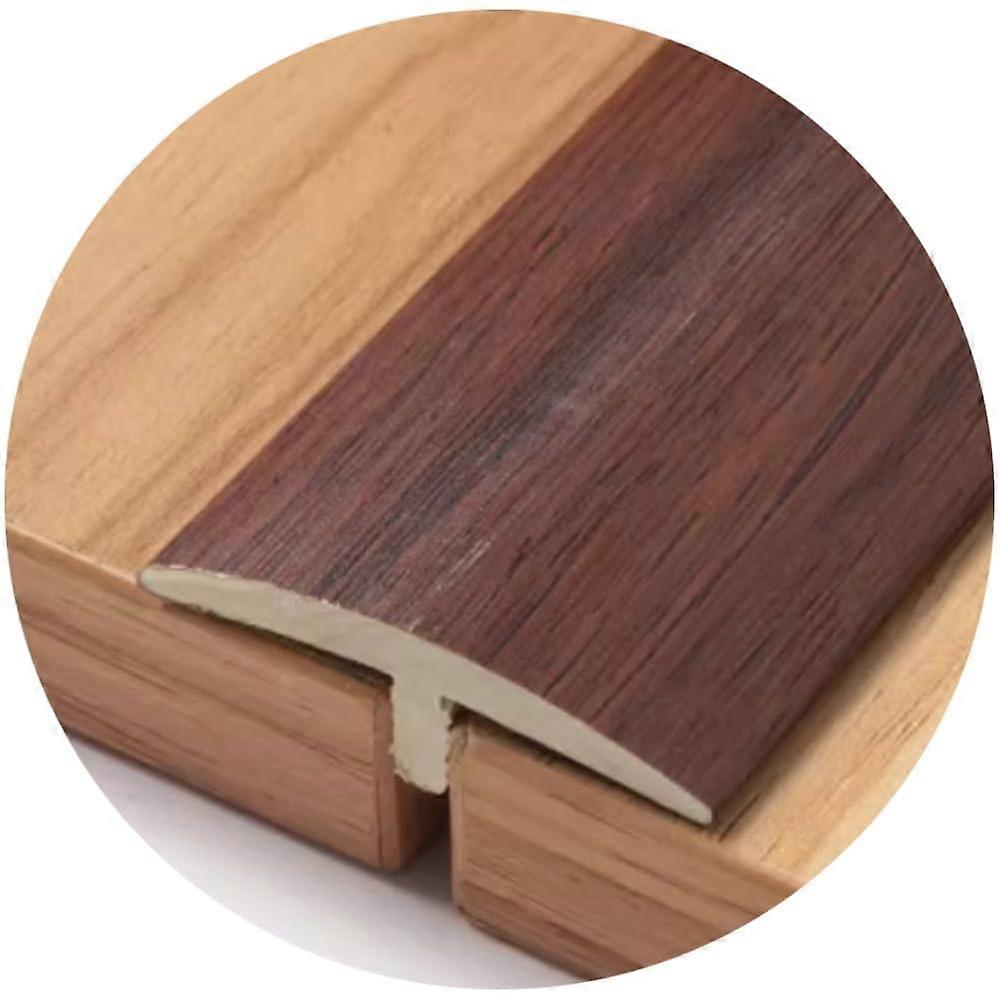 Self-Adhesive T-Shape Floor Transition Strip, PVC Edge Profile for Seam Connections, Flat Divider for Thresholds, Wood Grain/Black Walnut