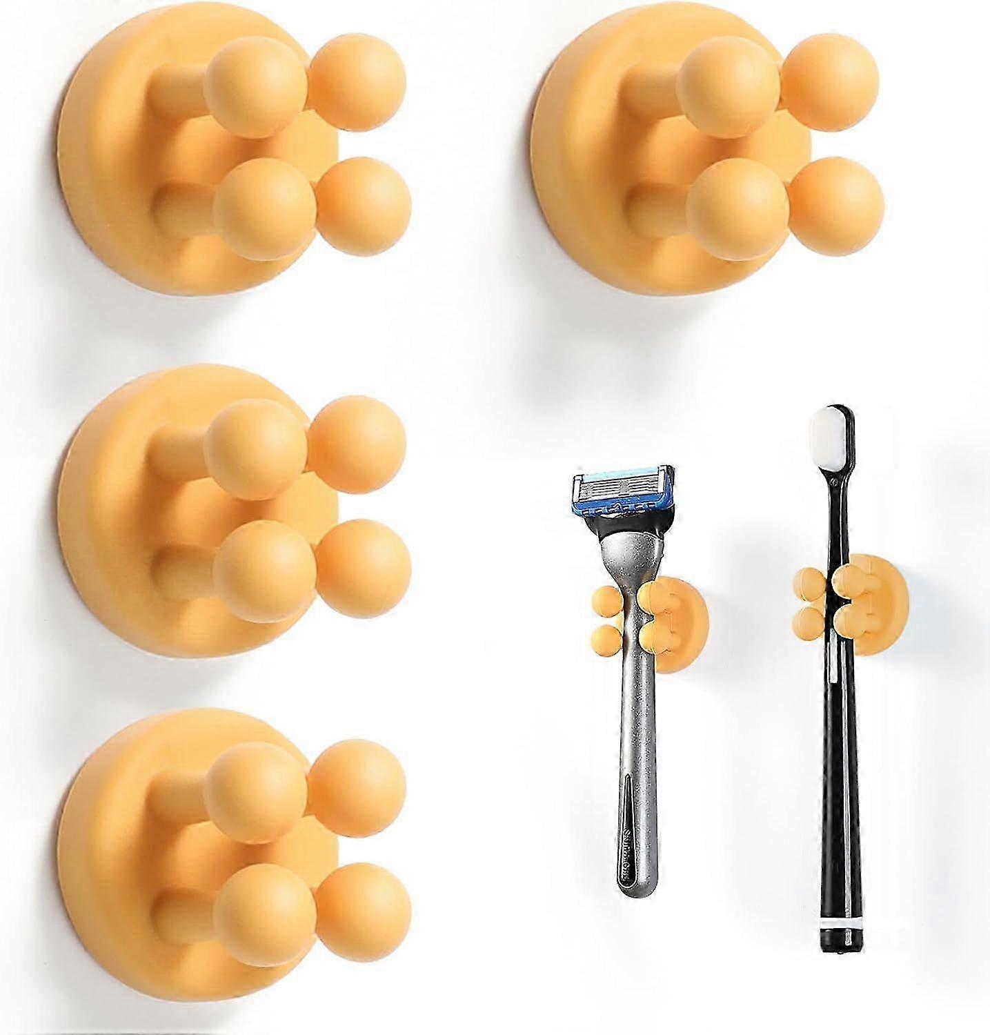 Silicone Toothbrush Holder - 4 Pcs Waterproof Self-Adhesive Multi-Function Bathroom Hooks