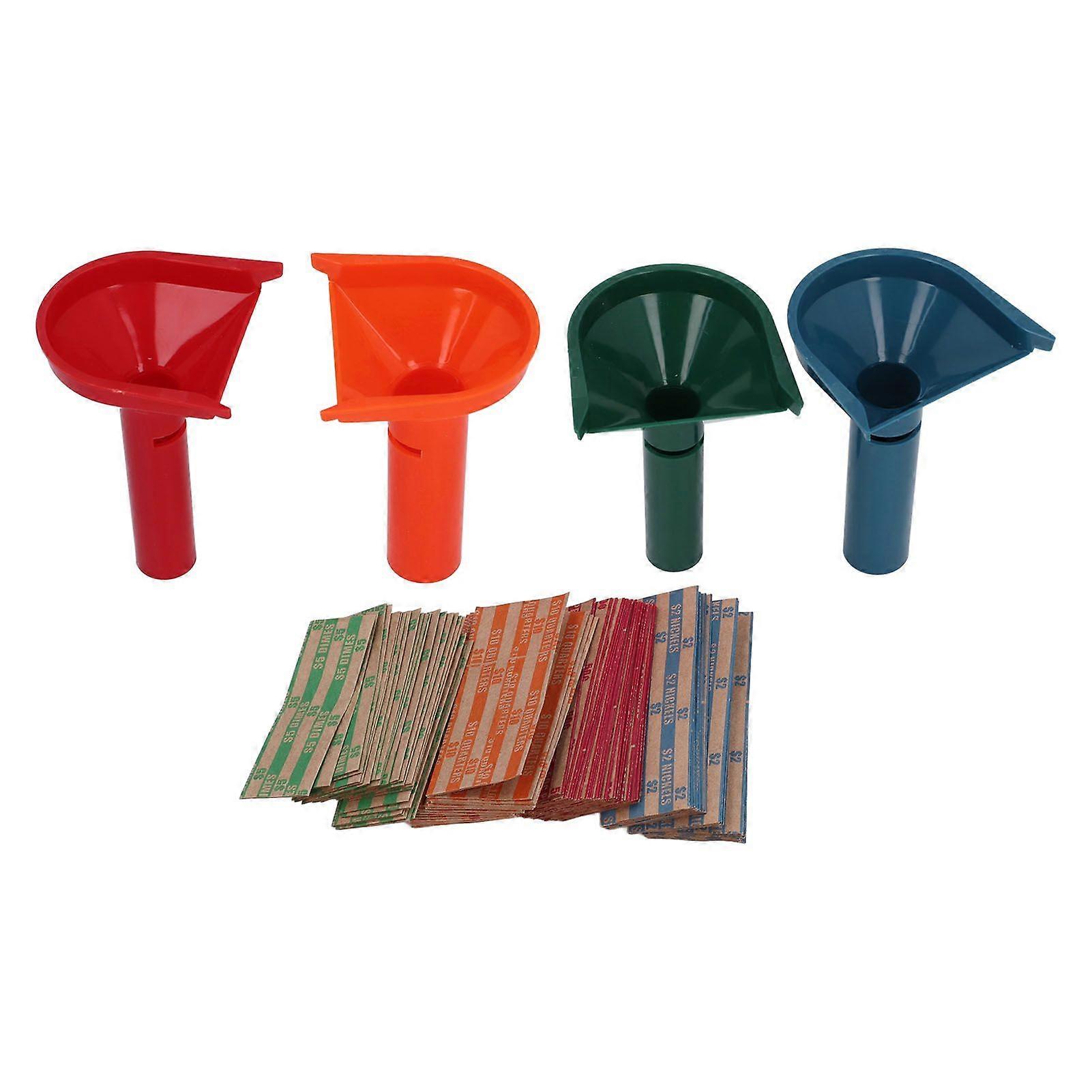 2025 siste modell 4 stk mynttellerrør plast multifunksjonell myntsorterer