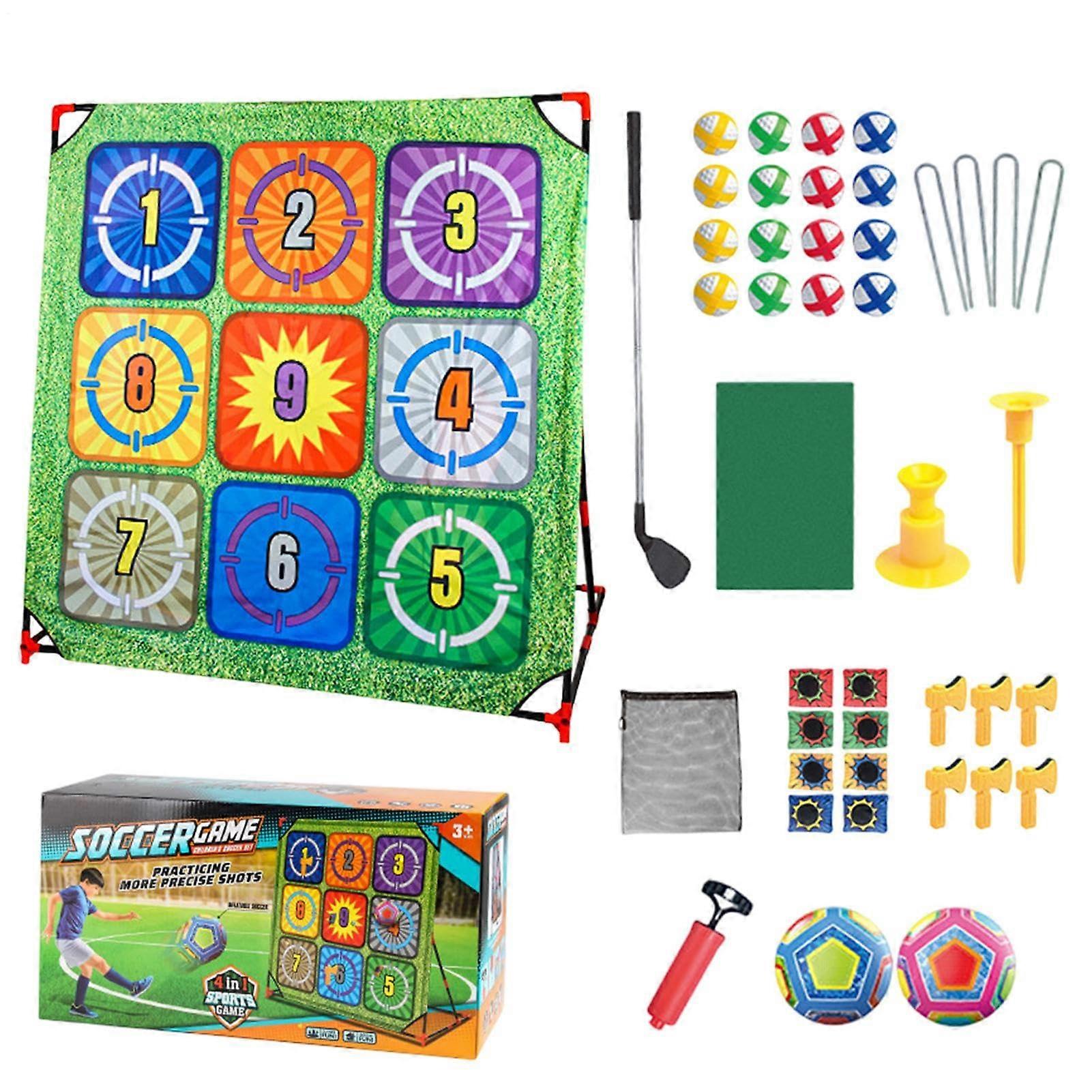 Golf Training Game - 4-in-1 Chipping Practice Kit with Detachable Club, 138x136.5x92cm, Colorful Educational Outdoor Toy