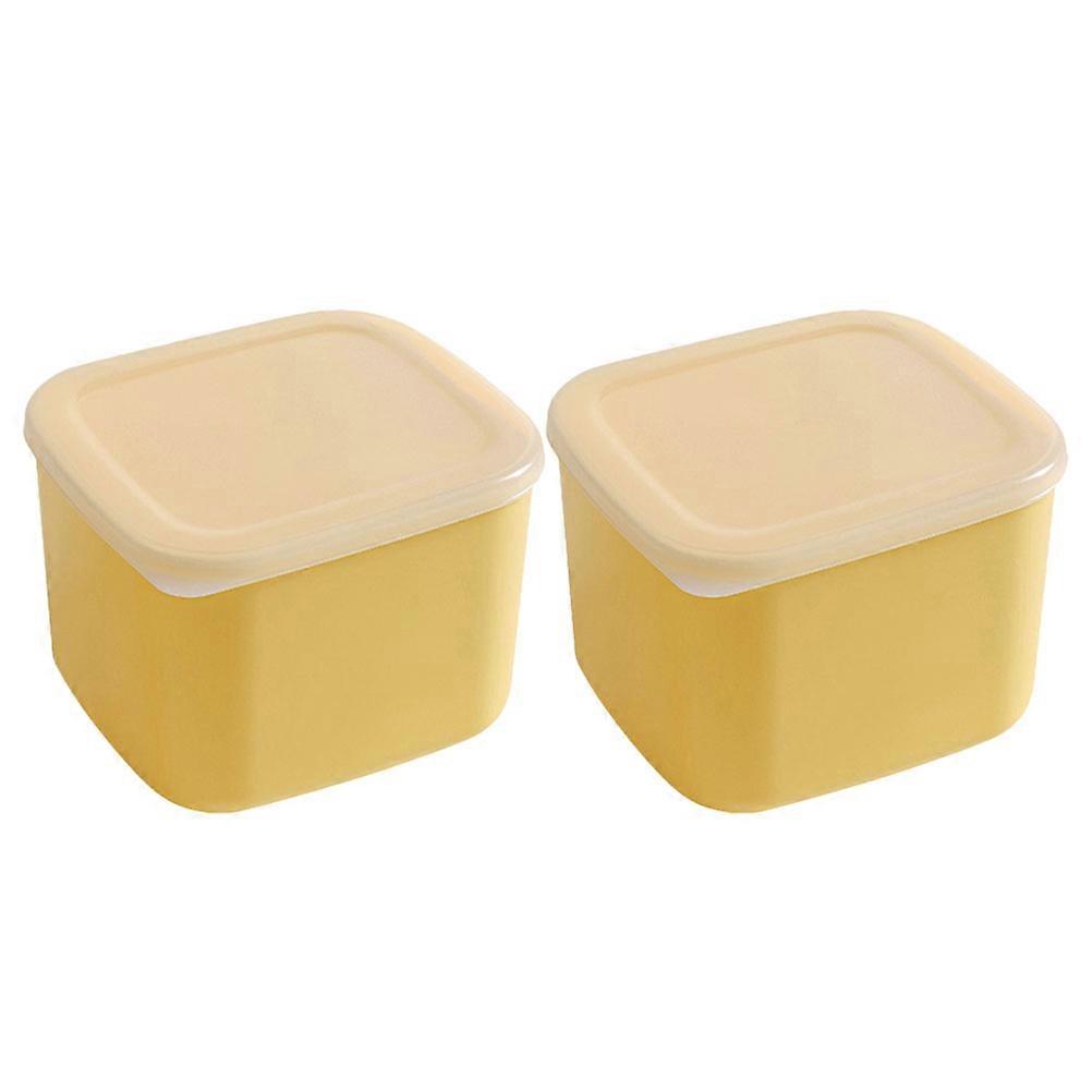 Cheese Container Covered Cheese Cases for Storage 2Pcs Yellow Kitchen Boxes