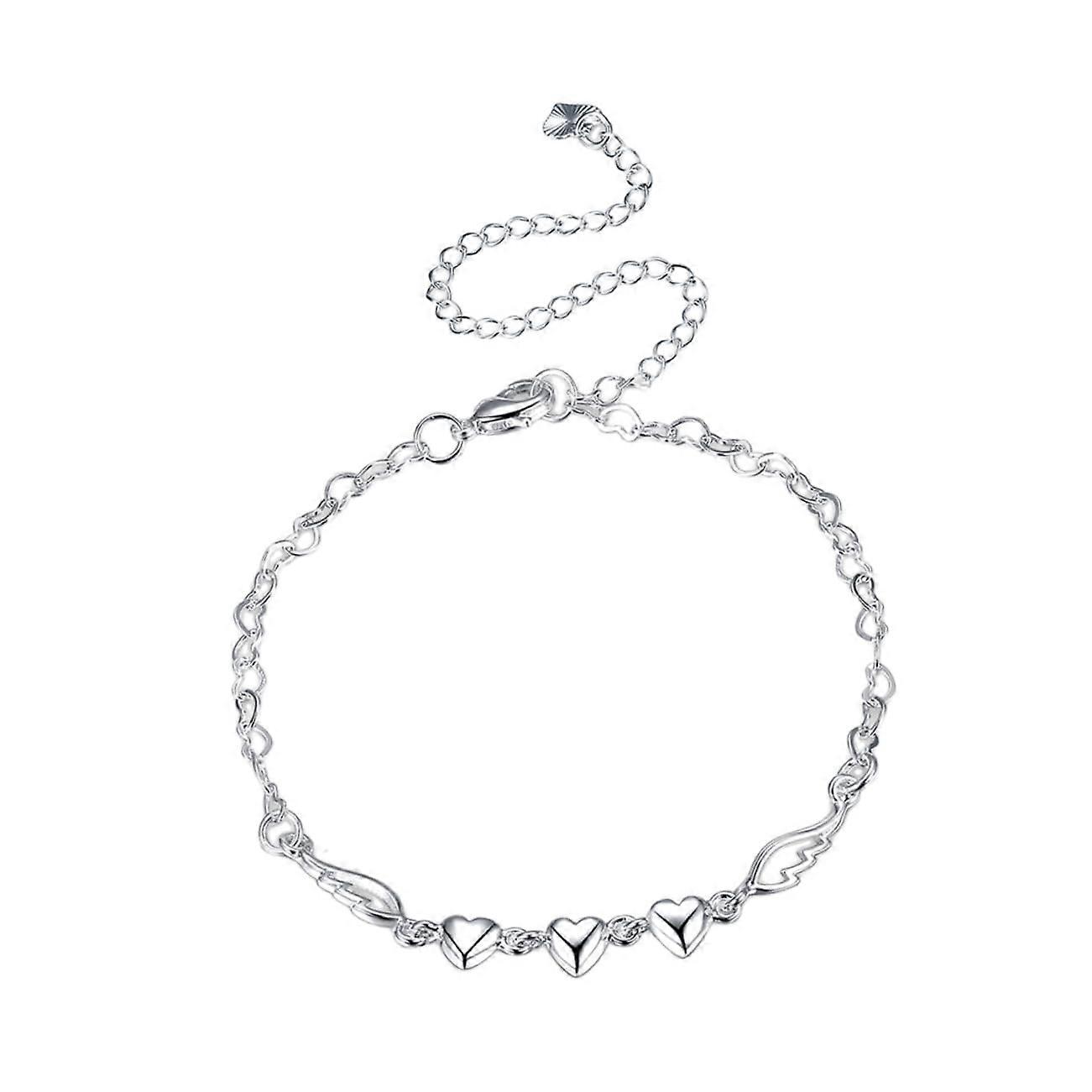 Elegant Silver Anklet with Heart Design, Stylish Foot Chain for Women