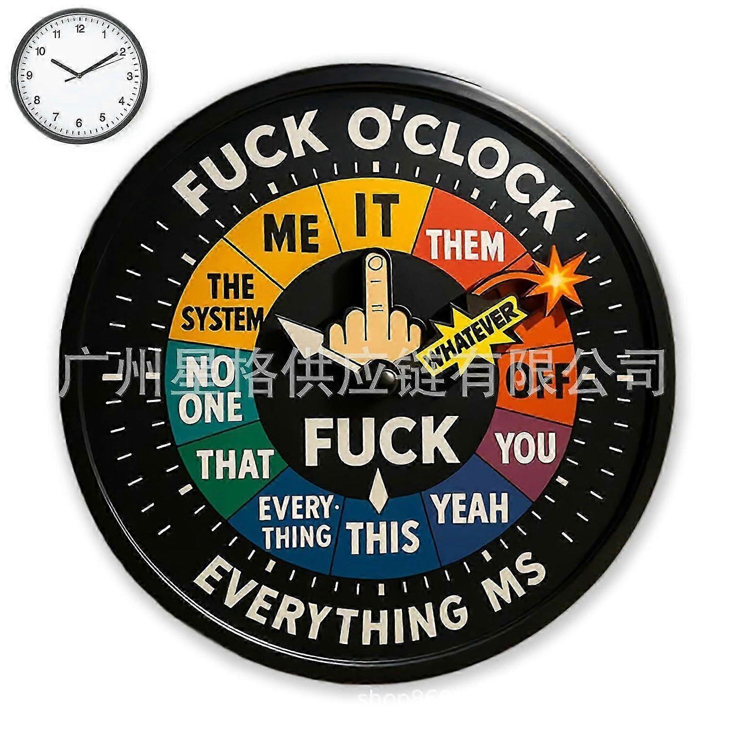 Fuck OClock The Ultimate Mood Decision Clock,11 Inches Novelty Funny Middle Finger Clock, Handmade A