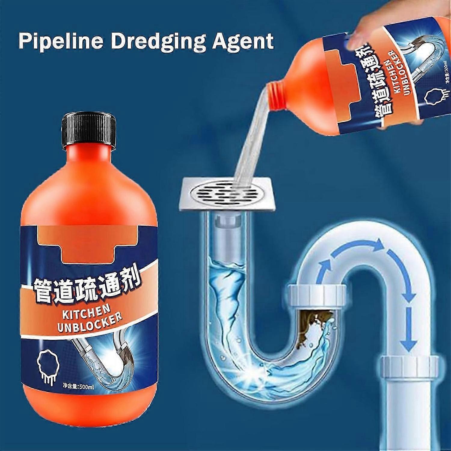 Kitchen Unblocker - Pipeline Dredging Agent, 500ml Powerful Pipe Dredging Agent, Sink And Drain Clea