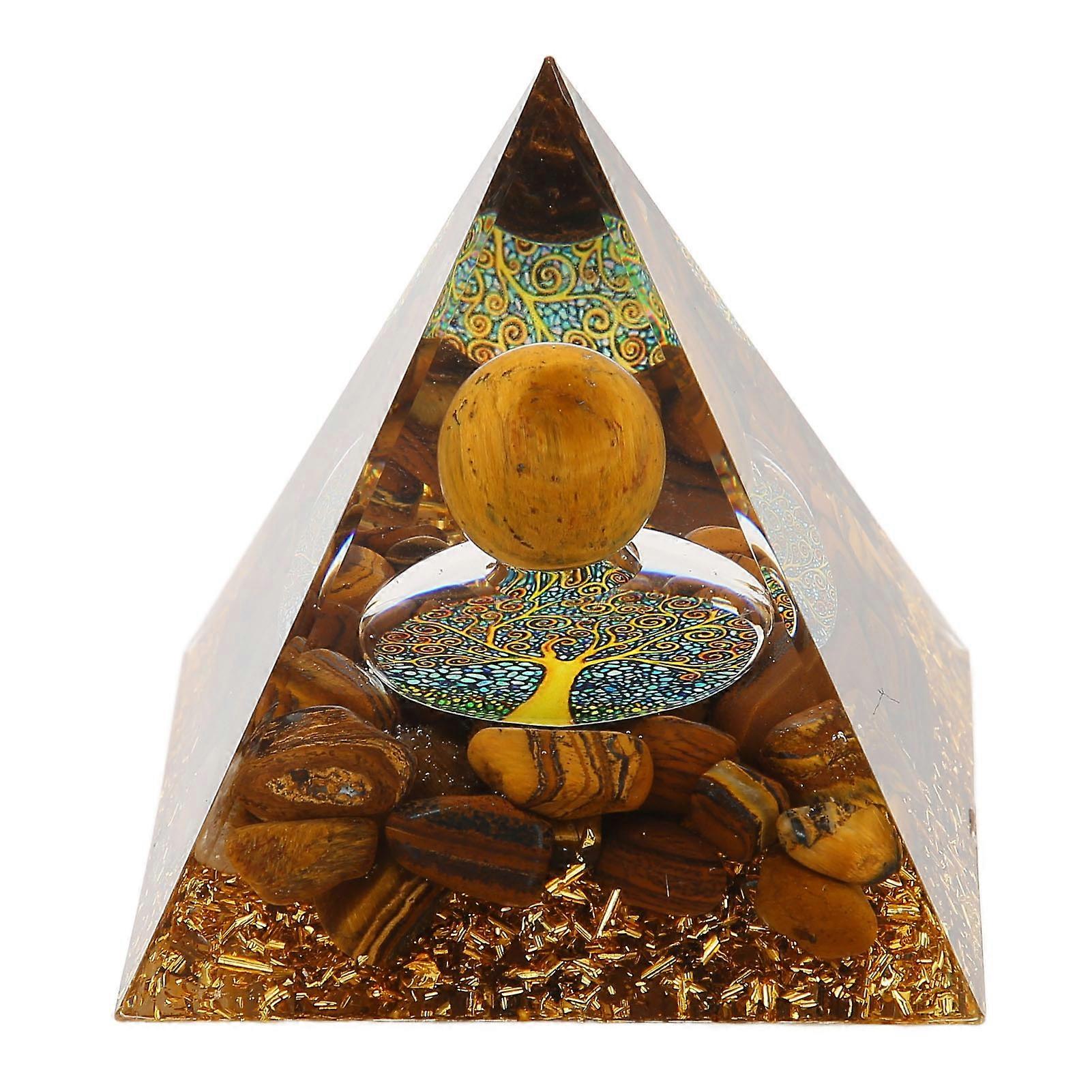 Ornament Natural Gravel Triangular Lucky Improving Mood Pyramid Positive Energy Decoration for Bookshelf