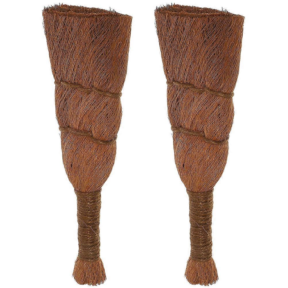 2pcs Multi Function Palm Cleaning Bonsai Brush with Durable Dense Fibre Bristles for Large Flowerpots and Efficient Household Gardening