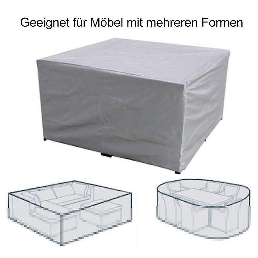 Set of dustproof, waterproof, windproof and UV-proof garden table furniture set silver white