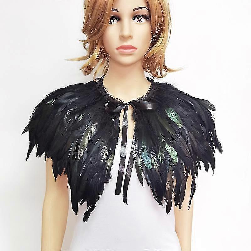 Viktorianska fjäder falsk krage Avtagbar fjäder sjal halsduk Cape Halloween Cosplay Ravefest Kväll Fancy Stage Bolero Toppar"--ZZ1