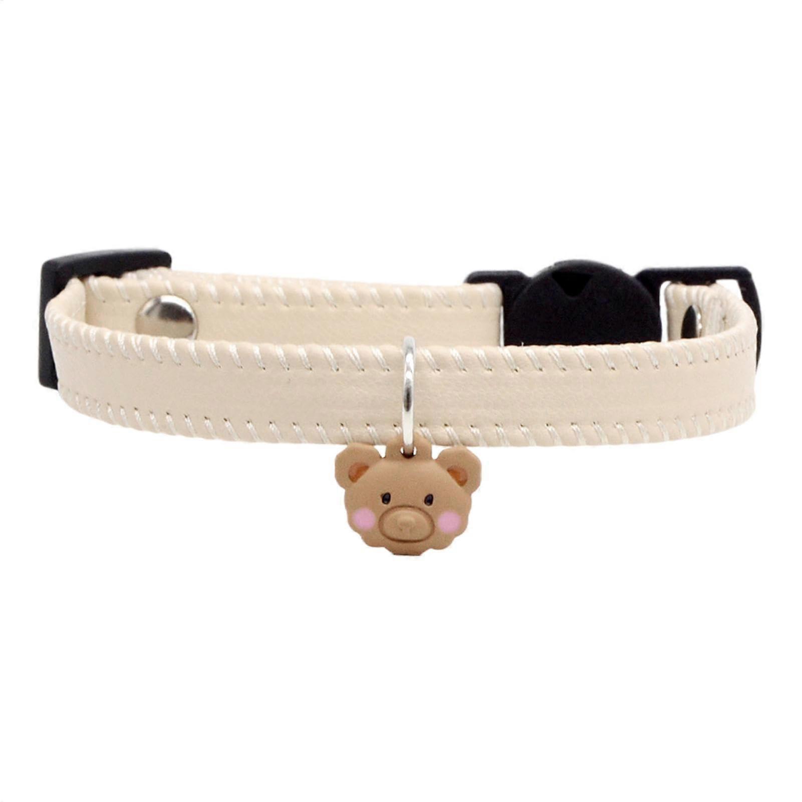 Cat collar made of faux leather, soft dog collar with quickrelease buckle, Creamy2