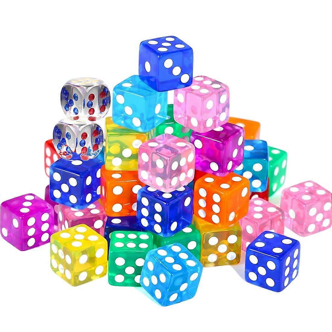 Set of 20 colorful dice, 6sided, 16 mm.