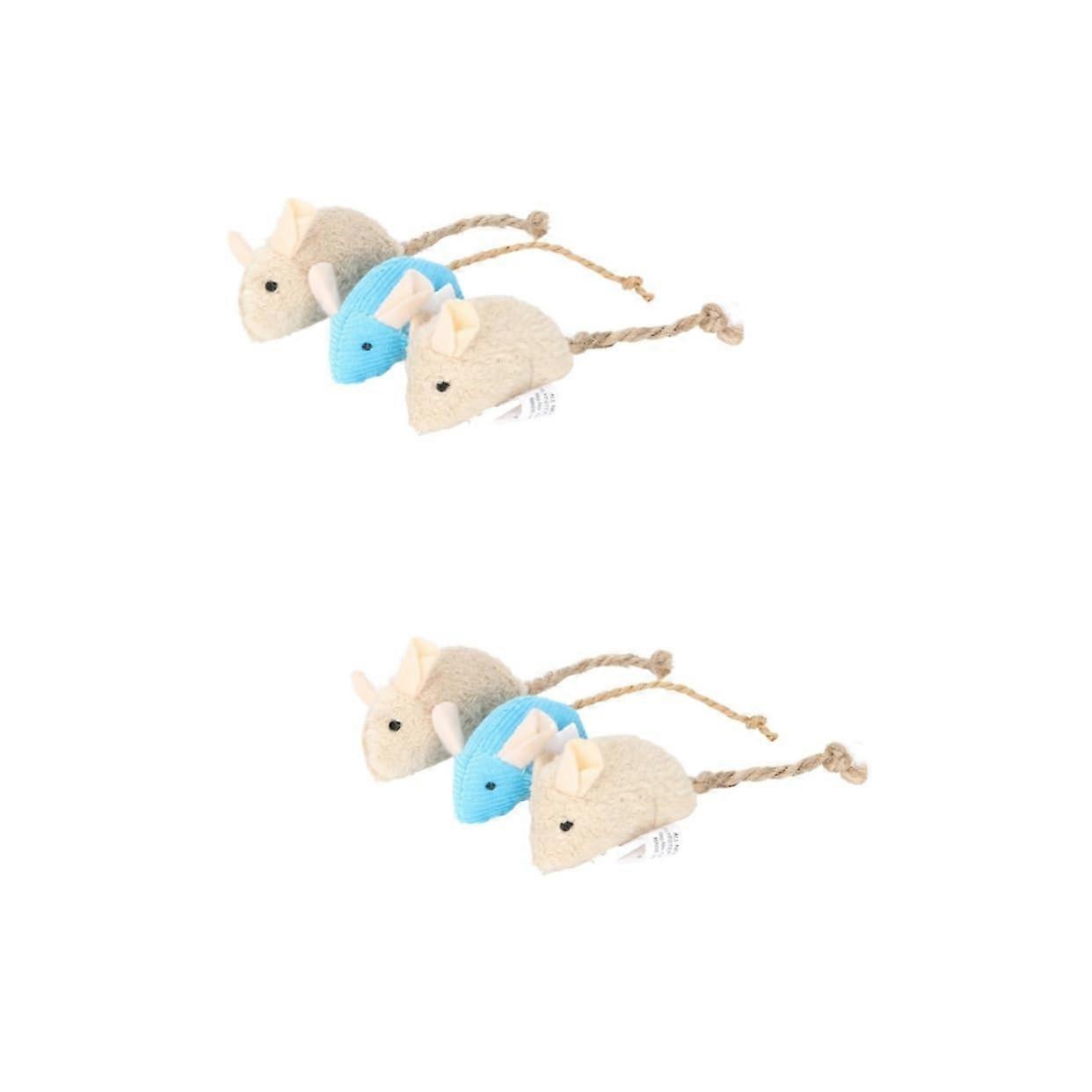 Cat Toys 6 Pack Plush Mice for Cats with Catnip Soft Stuffed Animal Teasers Interactive Pet Playset