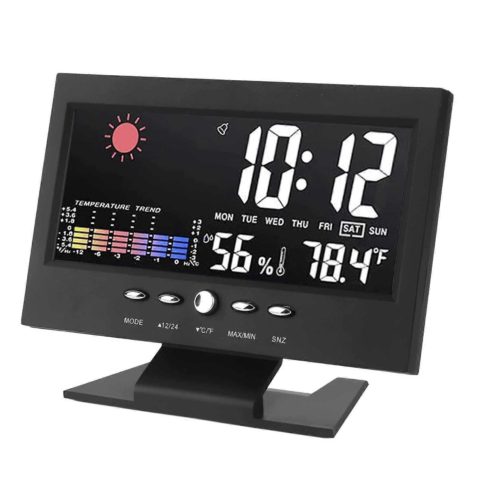 Indoor Outdoor Weather Station Thermometer LED Color Display Digital Meteorology Thermometer with Atomic Clock Alarm Clock