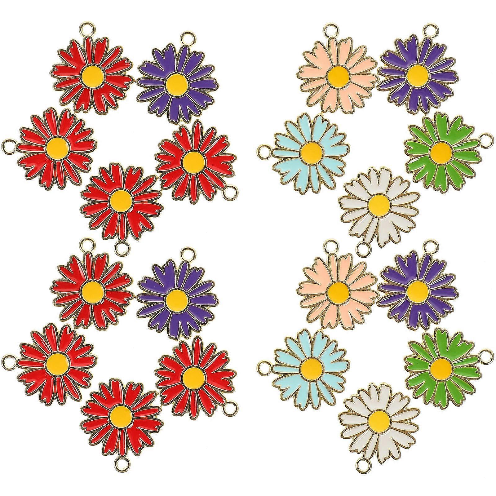 Daisy-Shaped Pendants Necklace Decors Handmade Ornaments Jewelry Making Assorted Color 1.8X1.5cm 20Pcs