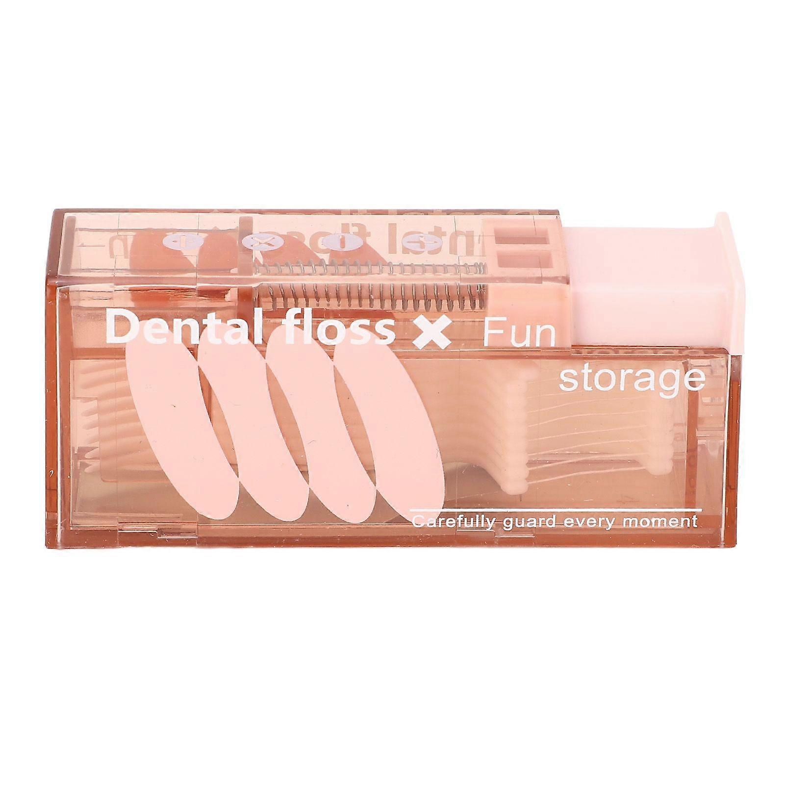 Dental Floss Dispenser Auto Popping Small Portable Floss Pick Case with 10 Flosses for Travel Hotel Sakura Roseate