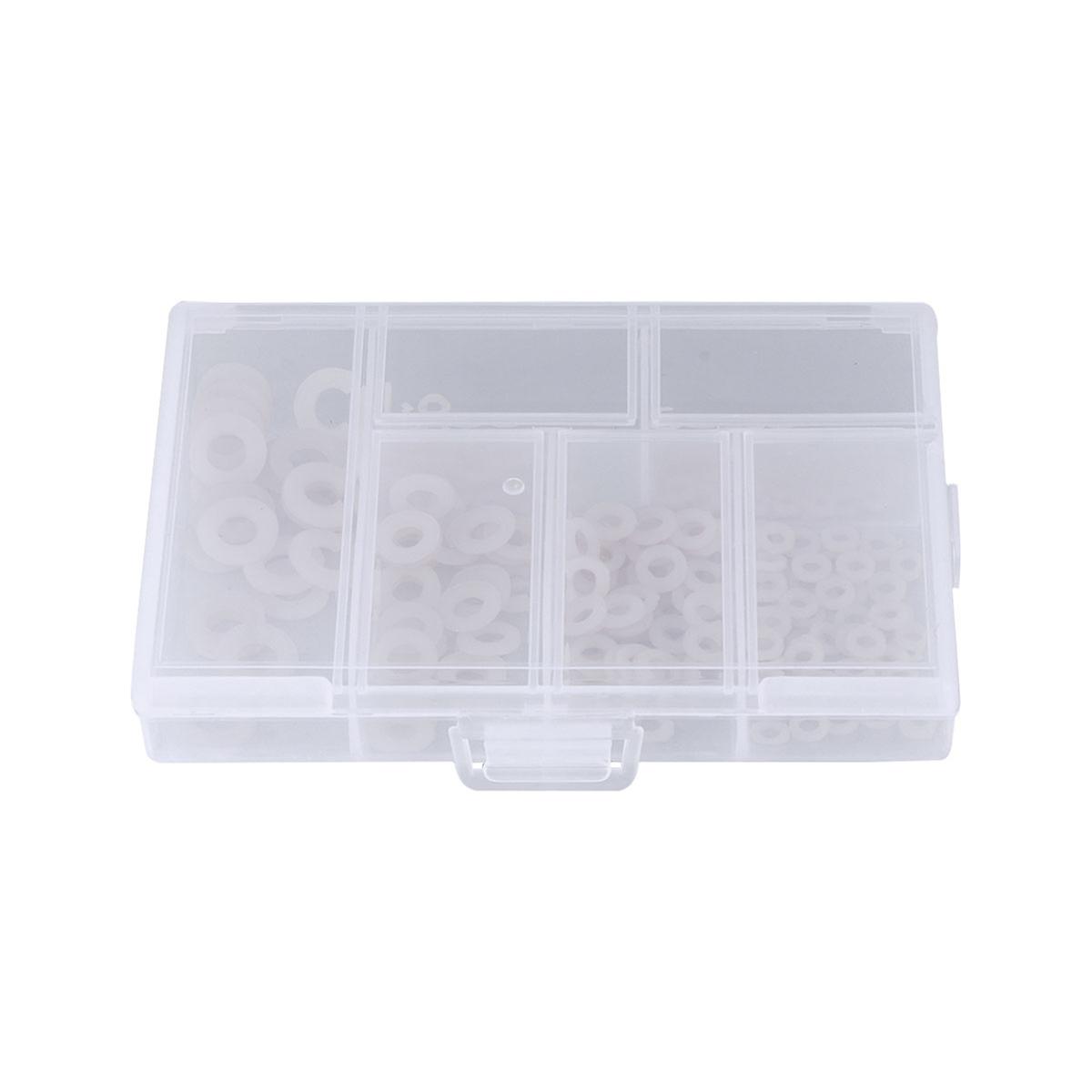 250pcs White Nylon Washers Gaskets for Electrical Automotive Use – Lightweight, Wear Resistant with Storage Box