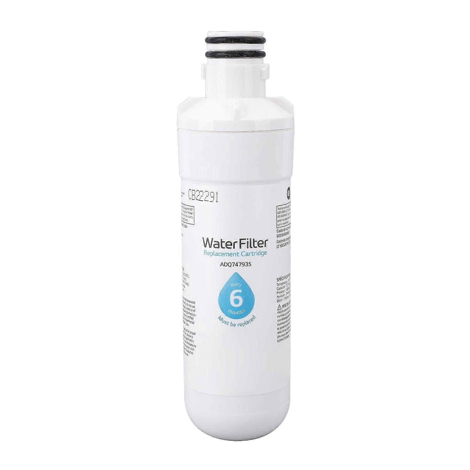 Refrigerator water filter, ADQ747935 replacement filter, 6 to 12 months lifespan activated carbon refrigerator water filter.