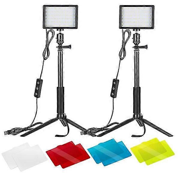 LED Panel 5600k USB Video Light-2 LEDs with Stand and Color Filters