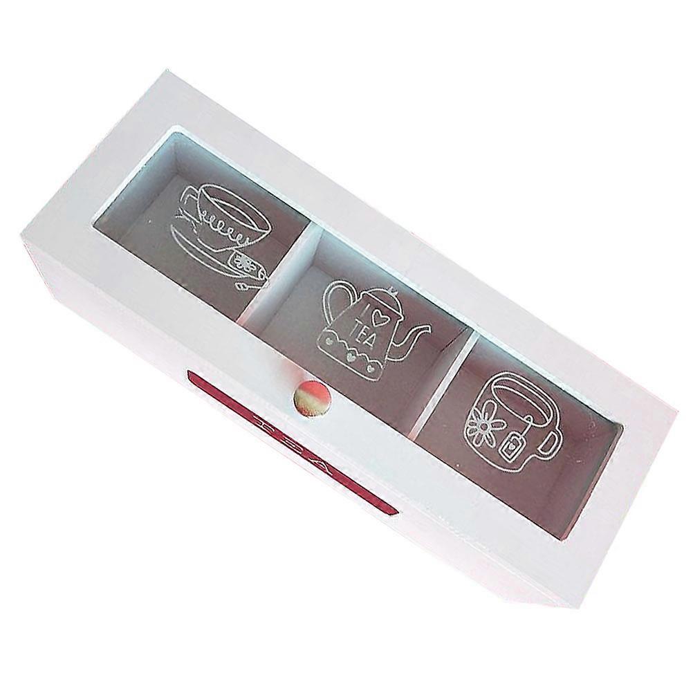 1Pc White Wooden Storage Box for Tea Bags Creative Design Case
