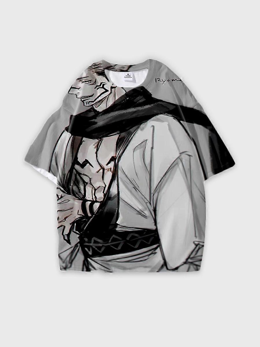 T-shirt round neck Character Pattern loose short sleeve P2881