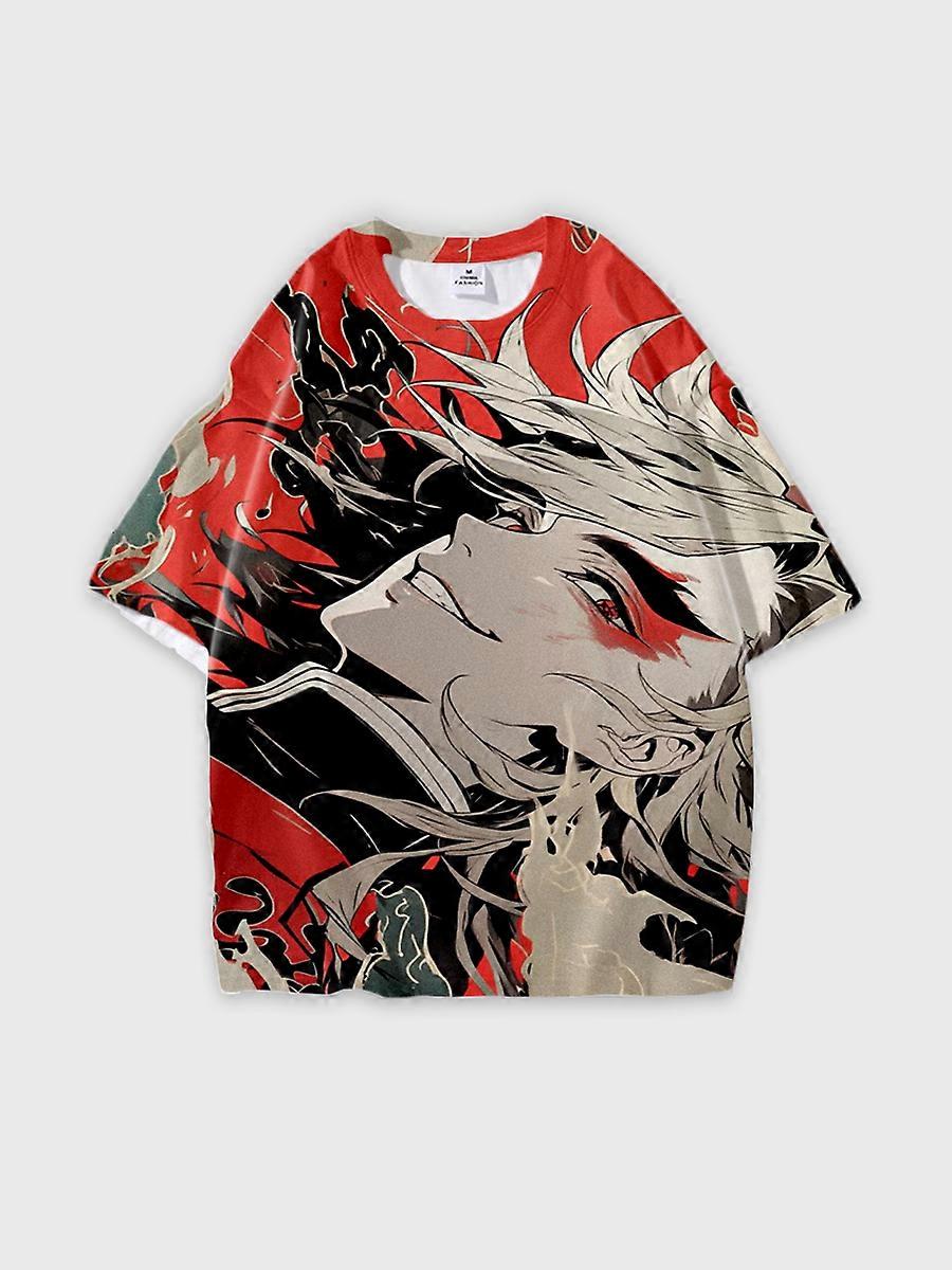 T-shirt round neck Character Pattern loose short sleeve P762