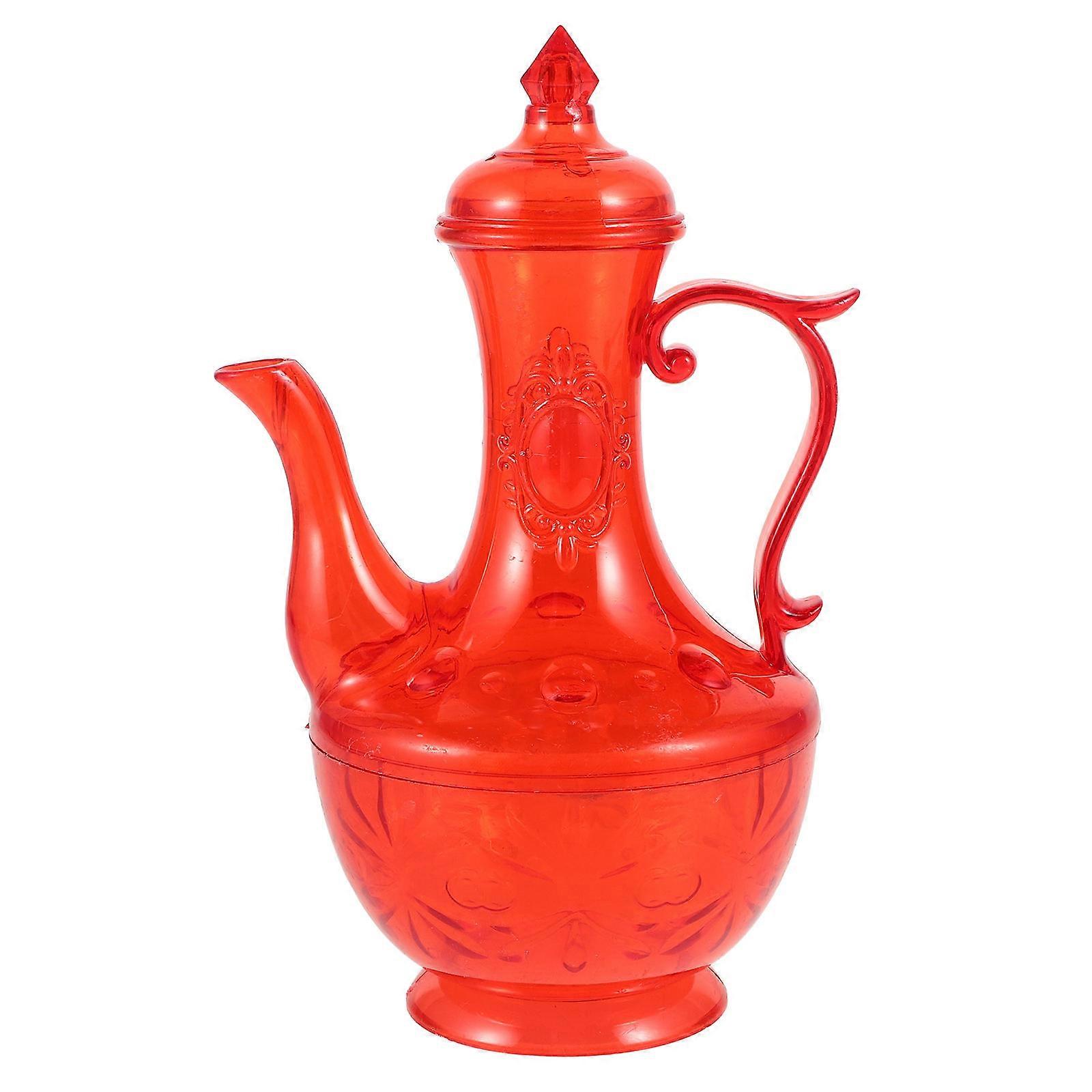 Decorative Buddha Offering Kettle For Rituals 16.50X10.50X8.50CM Red Vintage Pot 1Pcs