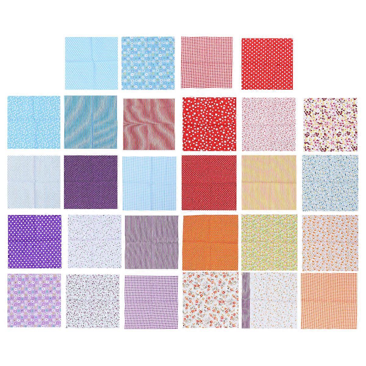 Craft Fabric Squares Diy Cloth Fabric Kit Adornment Square Pure Diy Making 28Pcs