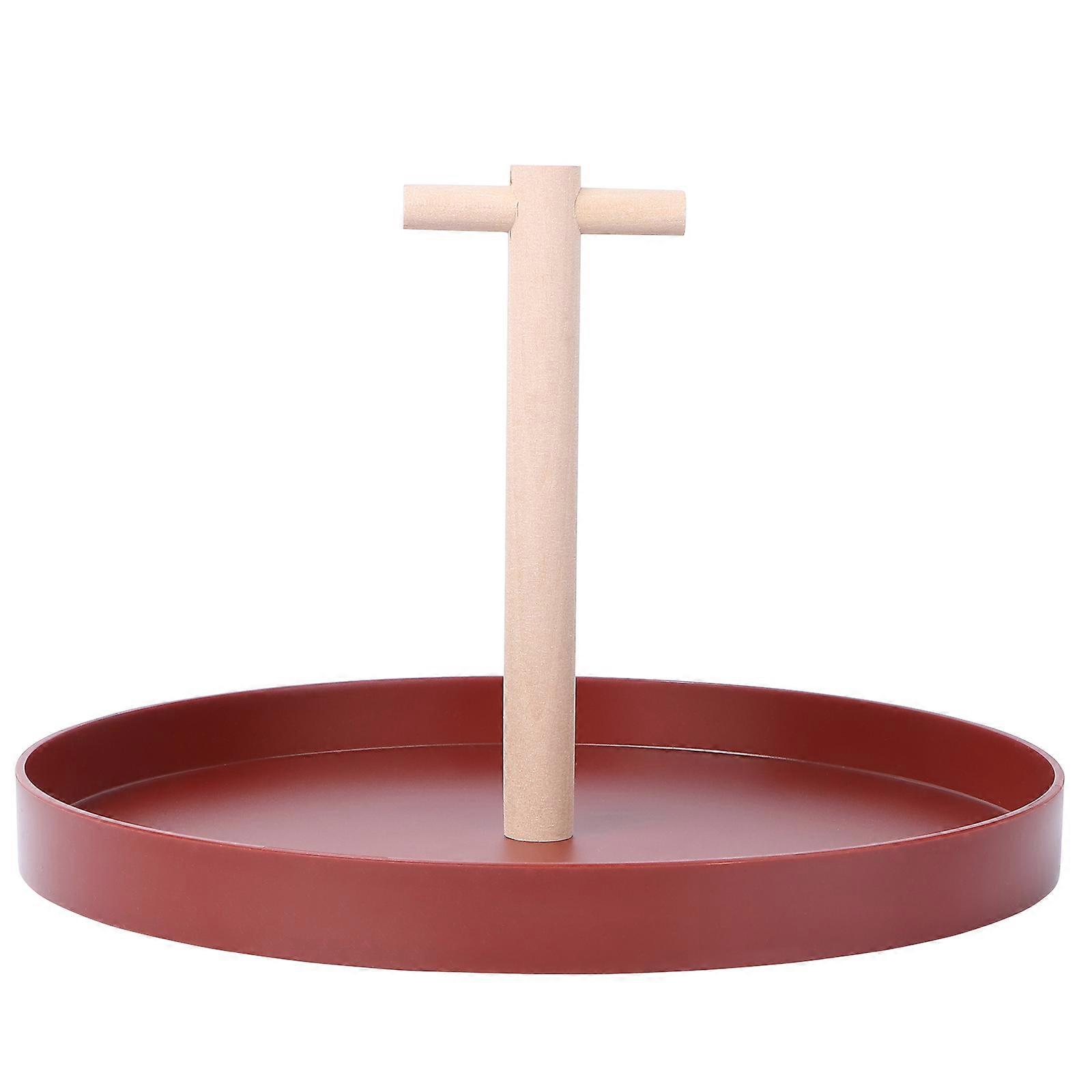 Storage Tray with Handle Home Storage Plate Wooden Simple Design Red 25x25cm 1Set