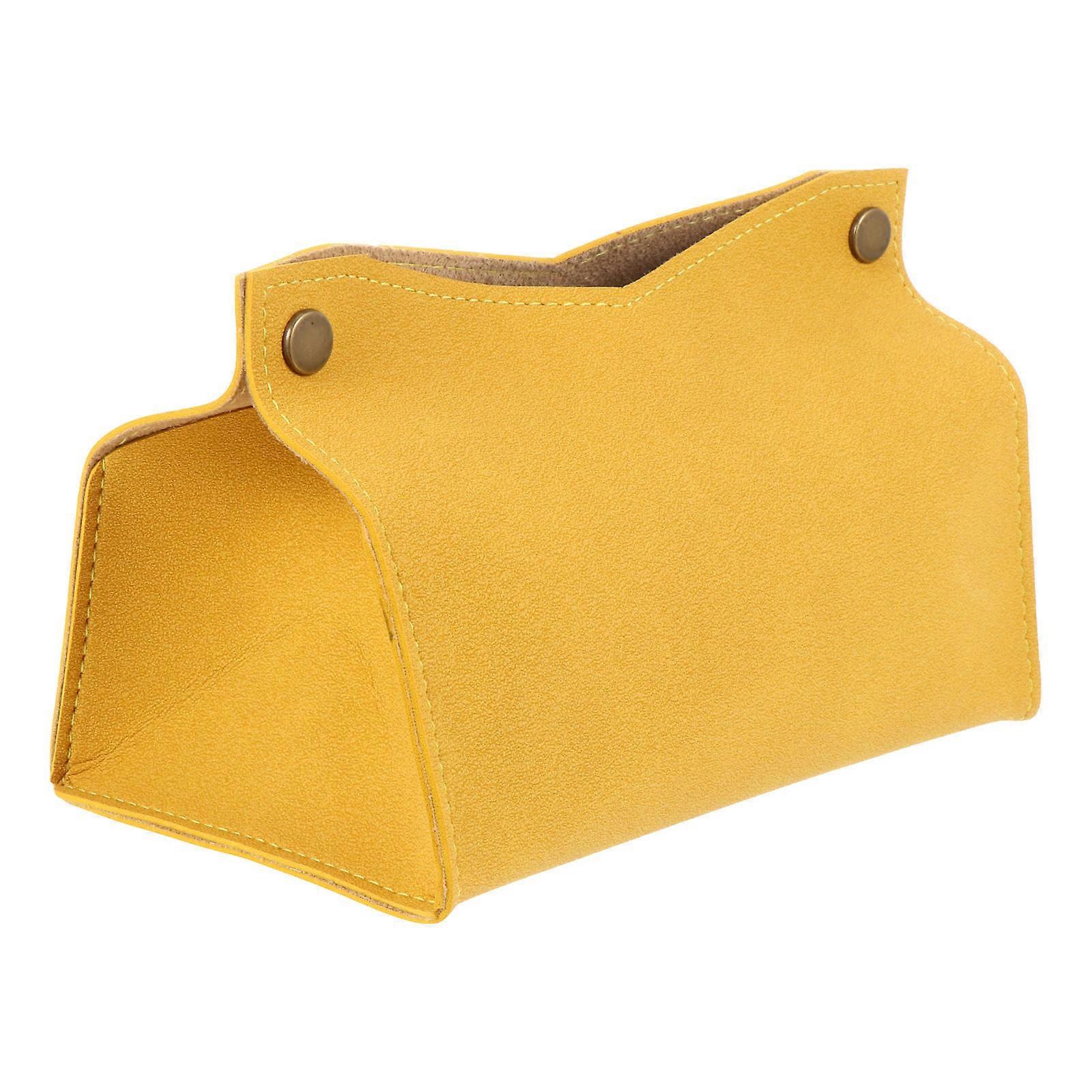 Yellow Tissue Box for Storage Stylish and PU Napkin Container Lightweight Compact Size