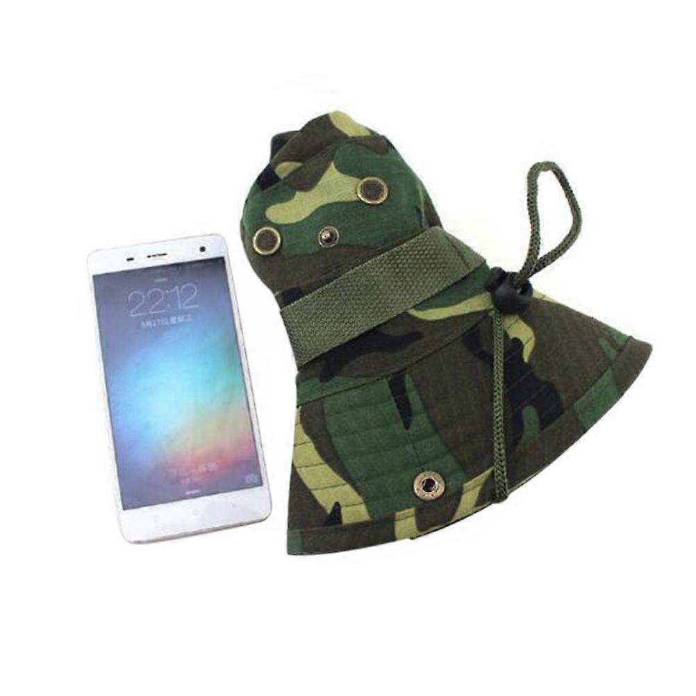 Unisex Camouflage Boonie Hat with Adjustable Chin Strap for Outdoor Activities Lightweight Cotton Polyester