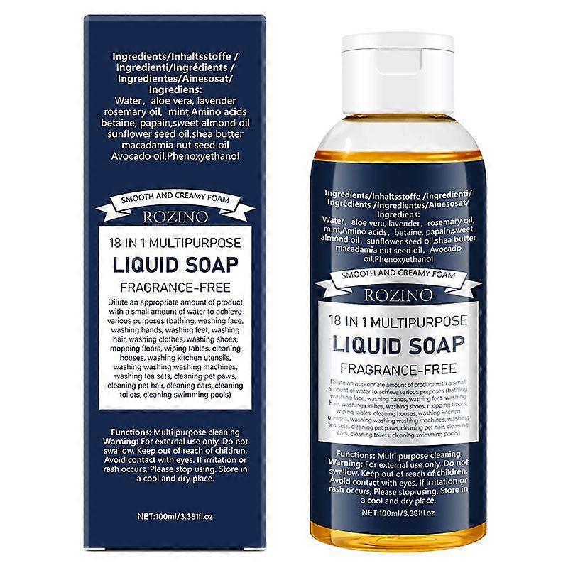 Aloe Vera Liquid Soap - 18-in-1 All-Purpose Cleaner with Invigorating Peppermint, Lavender & Rosemary Oile - Gentle Cleansing, Smooth And Creamy Foam