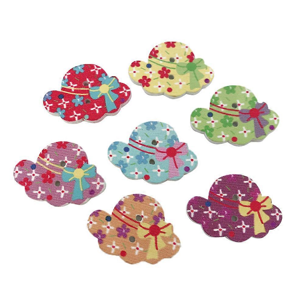 Decorative Buttons Sewing 50Pcs Hat Shape Assorted Color Sewing For Handmade Crafts