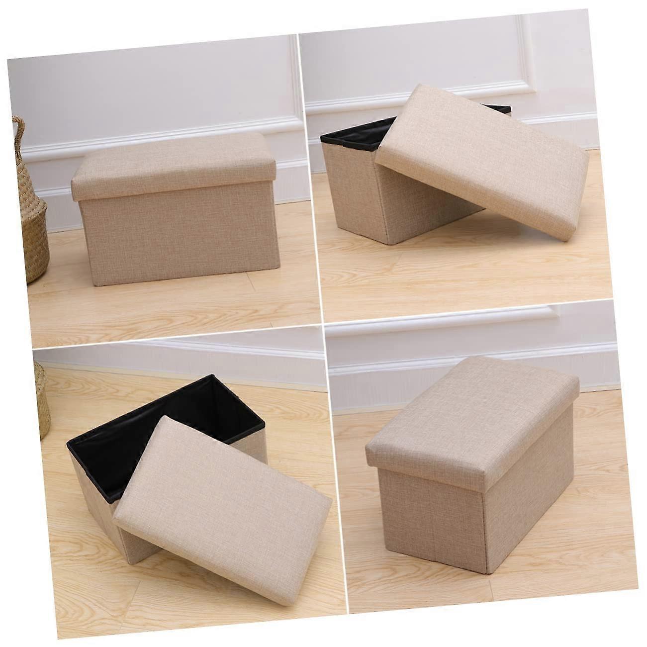 Shoe Changing Bench With Storage Box In Beige, Entryway Storage Stool, Shoe Organizer