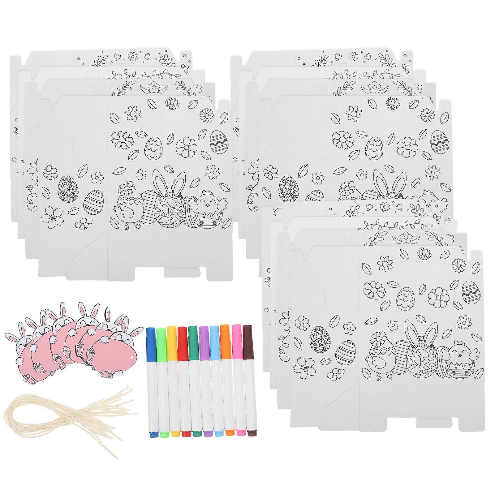 Easter Candy Box For Kids Party Favors 1 Set Creative Blank Graffiti Design Multi Portable Packaging Supplies
