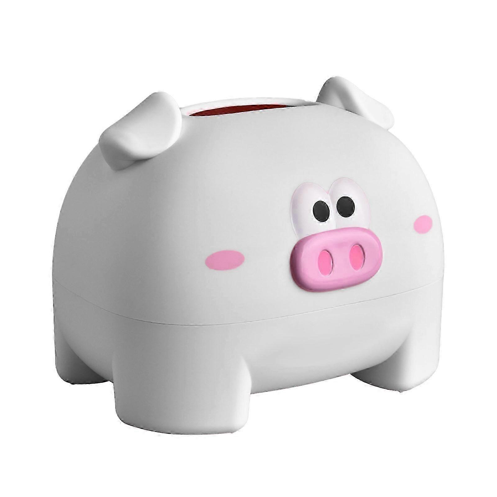 ZENGO Tissue Storage Box Pig Shaped Decorative Case for Tabletop - White