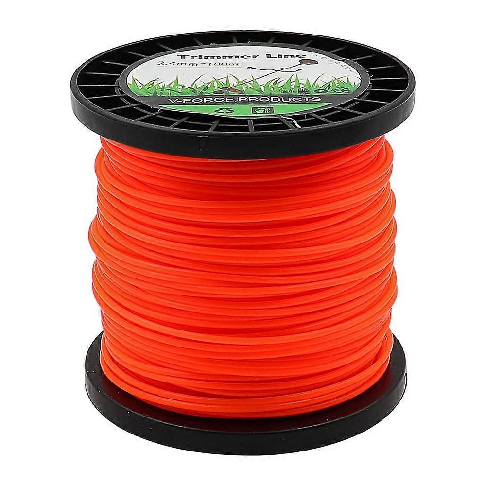 Trimmer Line 2.4 mm x 100 m Orange Red 5-Sided Nylon Mowing Line for Petrol Lawn Cutter Grass Trimmer Wire