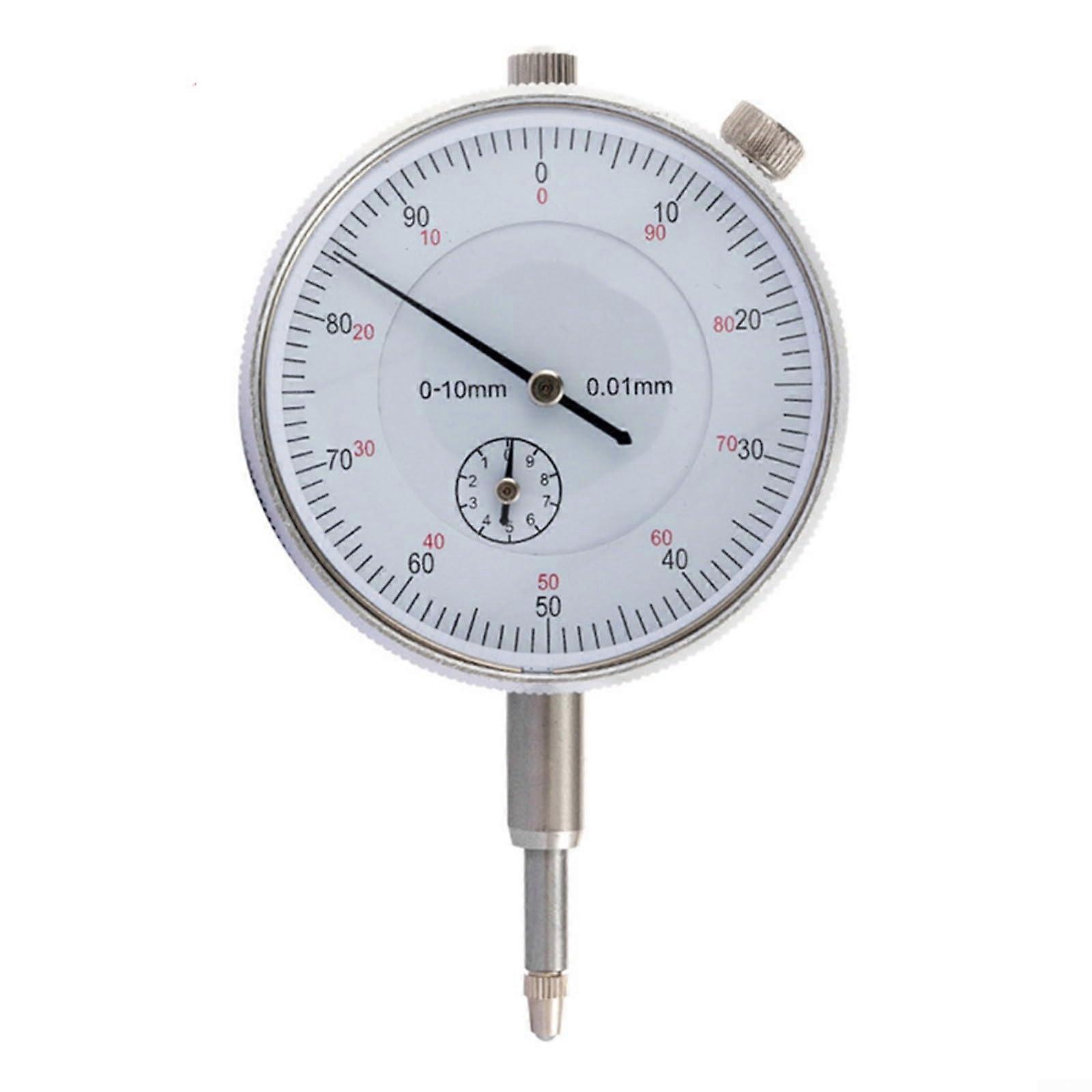 Precision Dial Gauge 010mm Range 0.01mm Resolution Concentricity Test Tool Metal Construction Large Dial Clear Scale