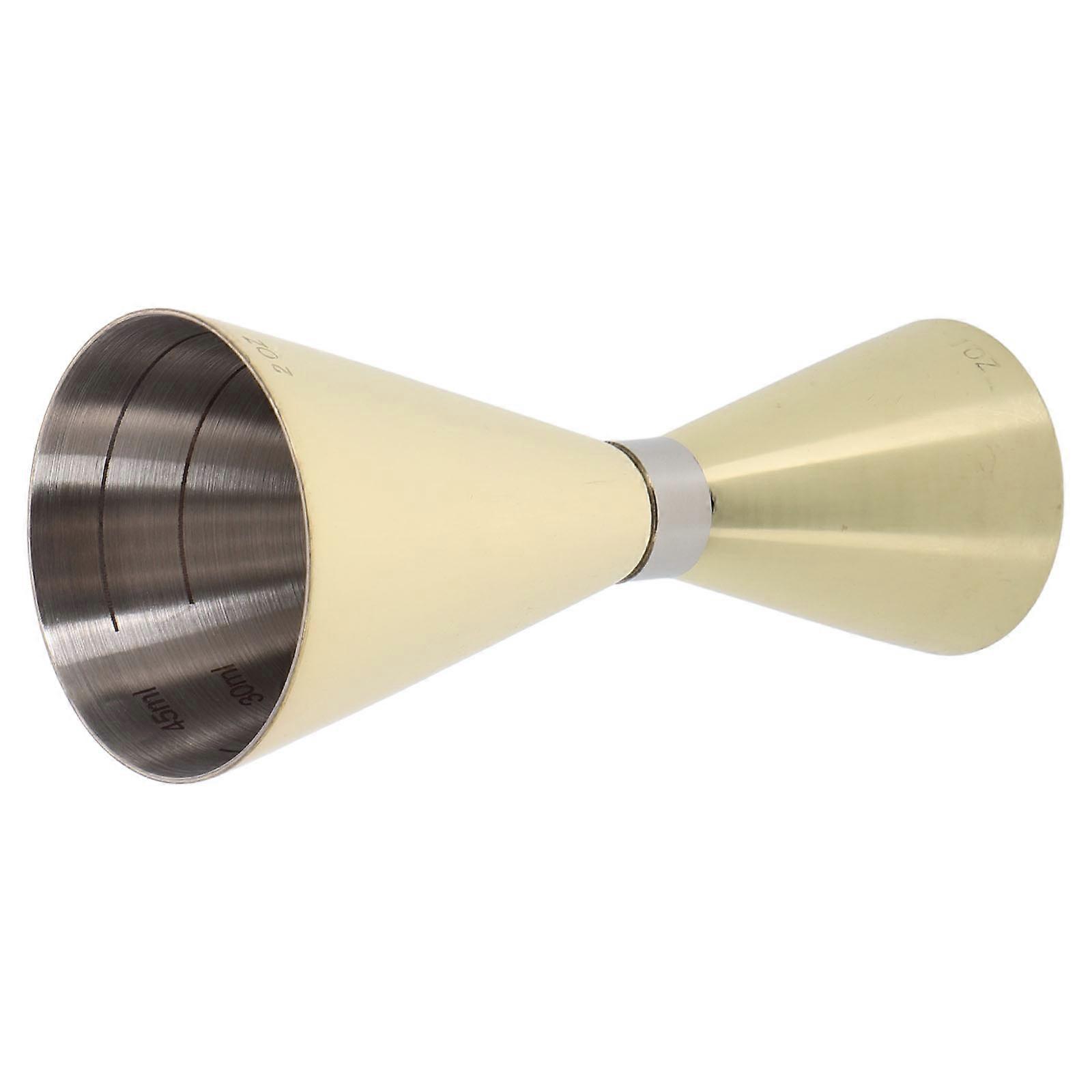 It looks like you're listing or describing a ** and liquor measuring jigger**—a common bartending tool used to measure and pour precise amounts of