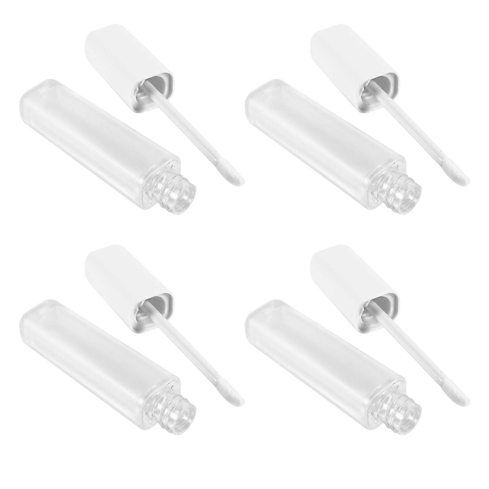 Plastic Lip Gloss Tubes with Wand 4pcs Square Frosted White Lip Containers 6ml Perfect for Travel and Storage