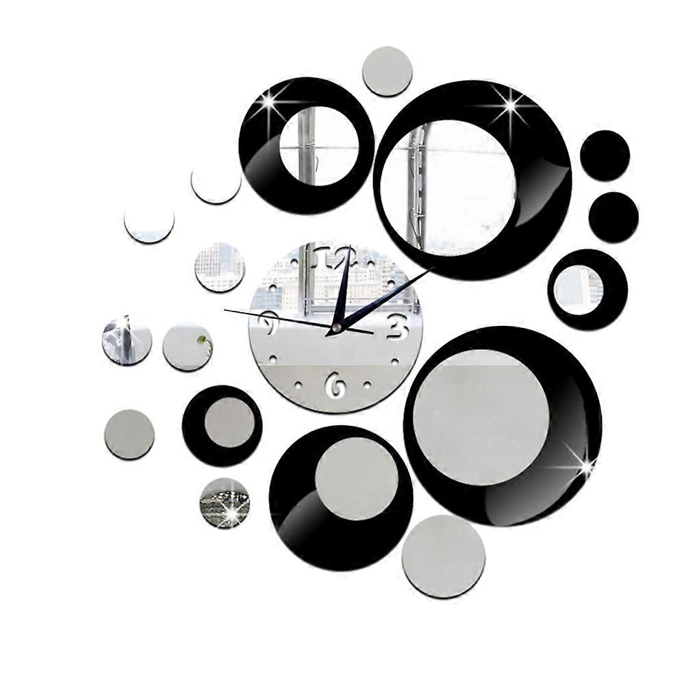 DIY Acrylic Mirror Wall Clock with Removable Stickers for Home Decoration Black Large Size