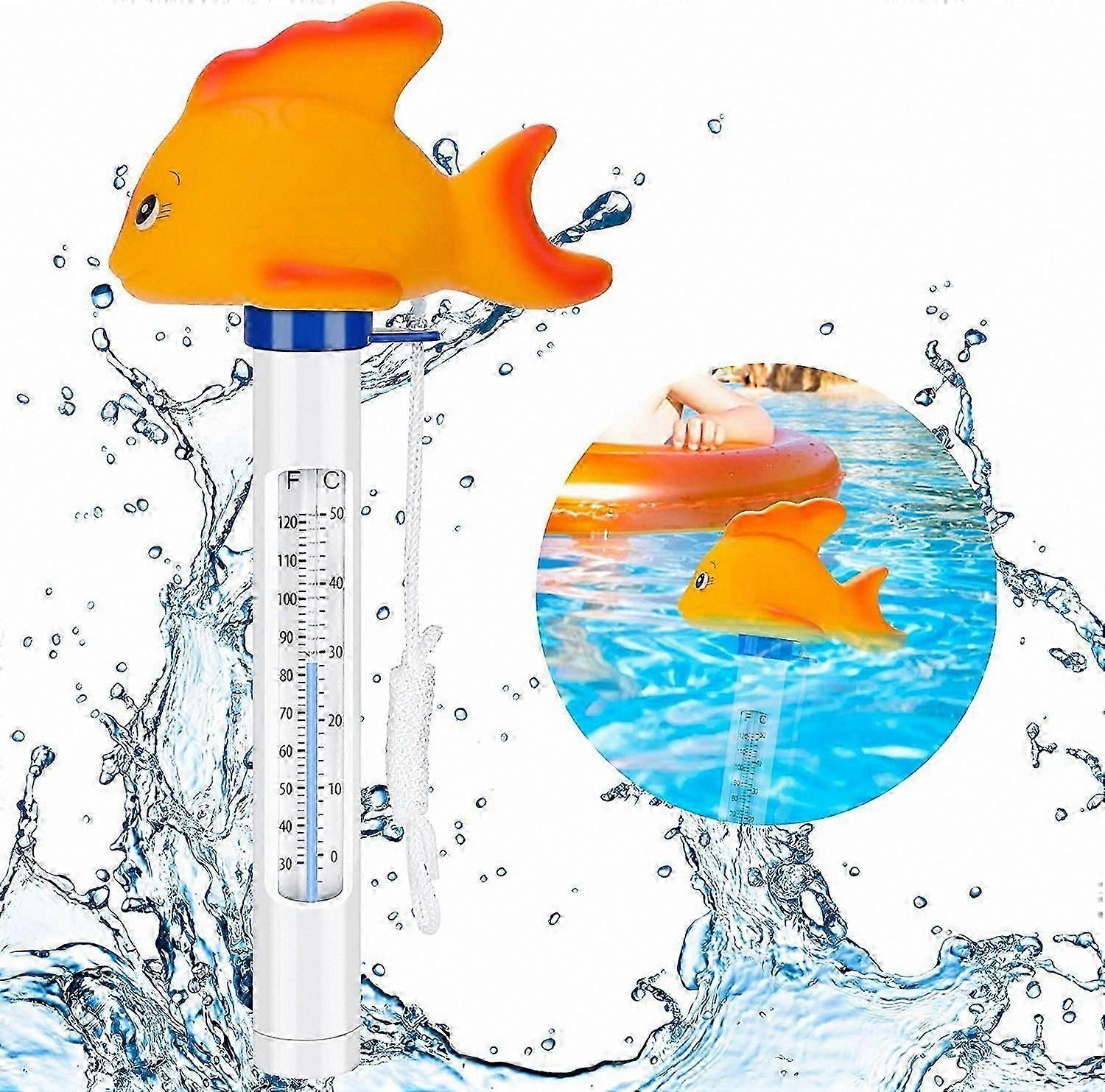 Floating Pool Thermometer for Water Temperature Monitoring, Cute Cartoon Design for Swimming Pools (Goldfish)