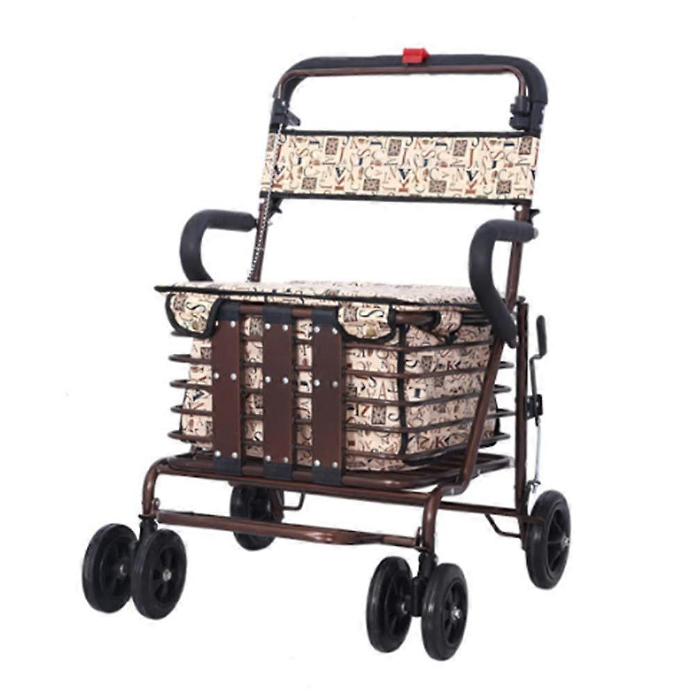 Wheelchair, lightweight, foldable, adjustable walker, shopping trolley for the elderly, foldable seat can take the shopping cart.