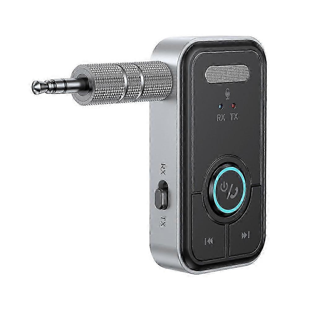 Bluetooth 5.3 Transmitter Receiver Wireless Audio 3.5mm Jack Aux Adapter w/ Mic