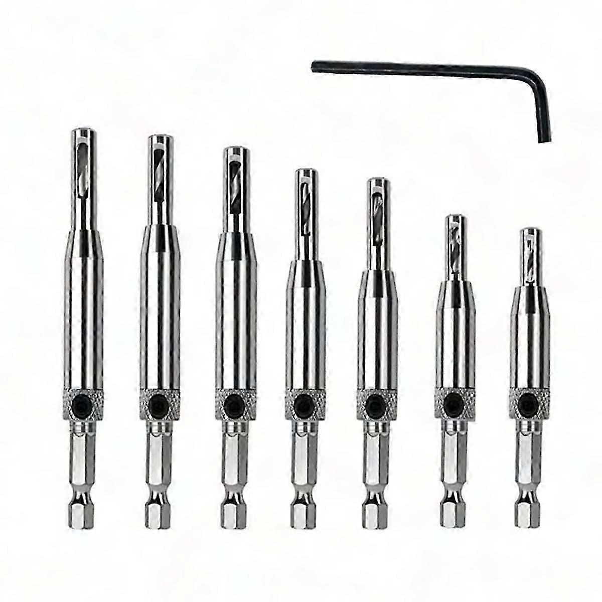 Woodworking Hinge Bit Set for Doors and Windows - Hexagonal Hole Opener & Positioning Drilling Kit