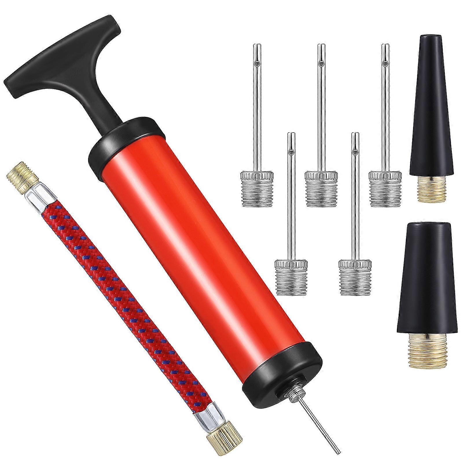 1 Set Pump with Nozzles & Needles, Ergonomic Design for Inflating Sports Balls & Balloons, Includes Extension Hose, Lightweight & Reliable